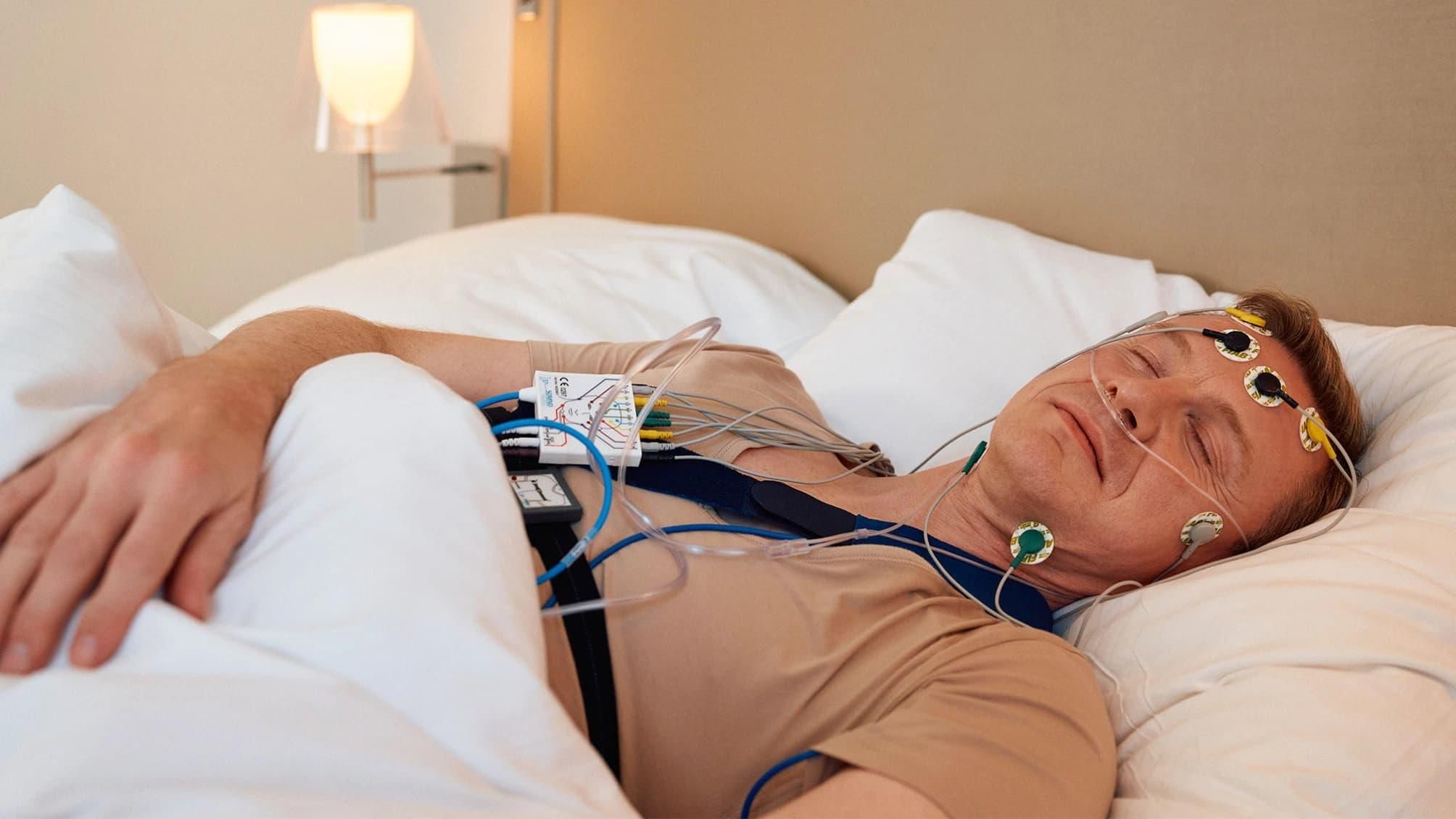 Sleep study in a sleep lab for evaluating sleep disorders